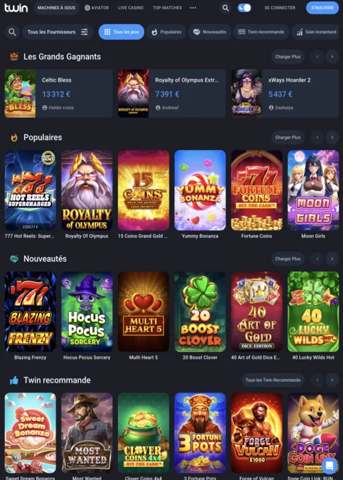 Hoofdlobby slots duo Twin Casino